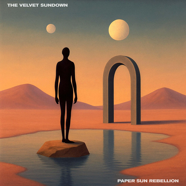 The Velvet Sundown — Paper Sun Rebellion, July 2025. Released less than two weeks after the band's own confirmation that they did not exist. The sleeve carries the same dust-soaked Southern-rock visual language as their first two records — competent, consistent, generated.